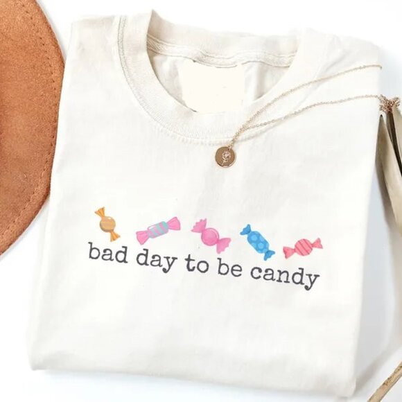 Tops - Bad Day To Be Candy Shirt, Halloween Shirt, Cute Fall Shirt, Spooky Season Shirt